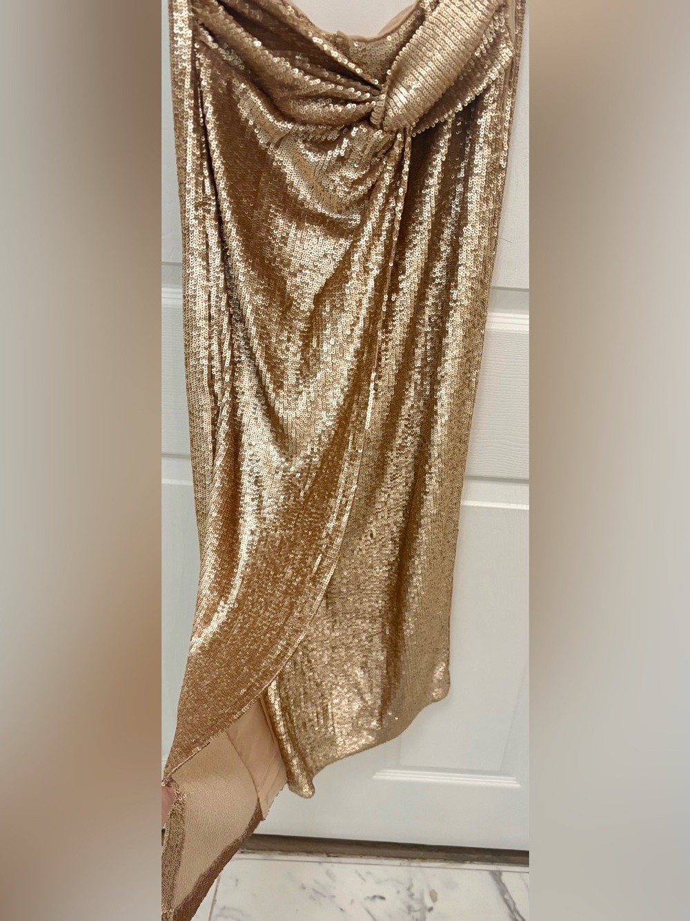 NWOT Donna Karan Gold Sequin Sarong Midi Skirt